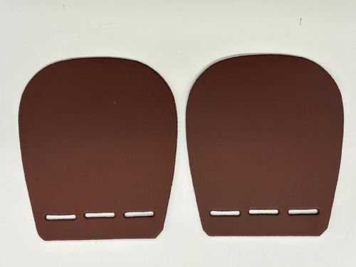 Pair Of Leather Horse Buckle Guards 1 Row - 3 Slots (Brown)